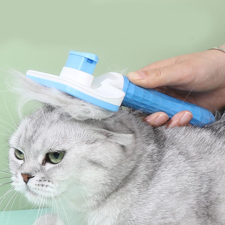 ペットブラシ ブラシ 猫 ペットブラシ 2個セット ワンプッシュ式 毛玉取り 犬ブラ...