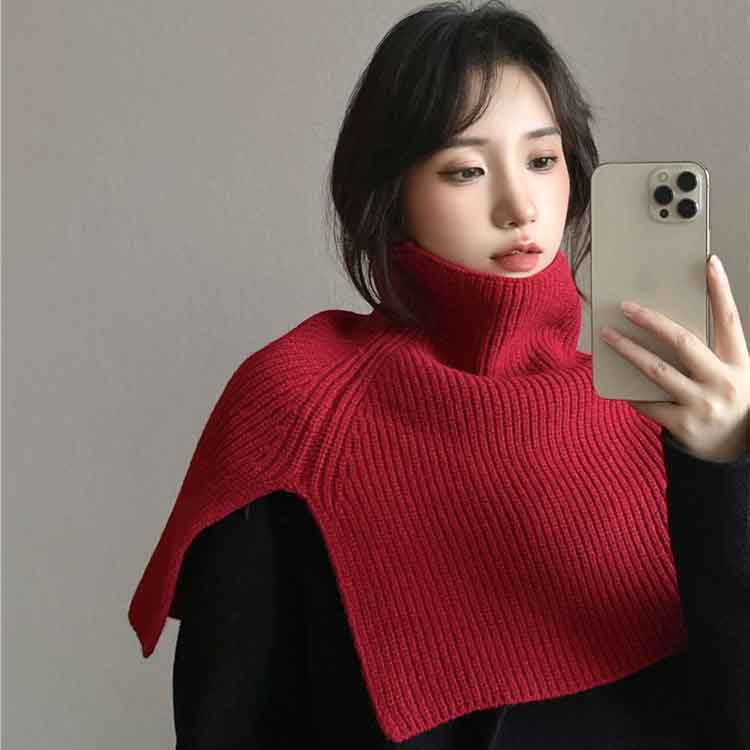 リブ ニットスリットポンチョ レディース 防寒 ハイネック 小物 マフラー セーター ニットケープ スリット レイヤード ニットポンチョ ハイネック 暖かい 保温 通学