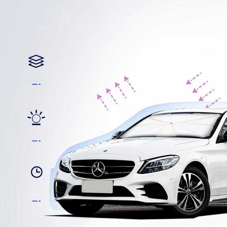 サンシェード フロントガラス 傘式サンシェード 車用 折りたたみ傘式 傘型 ガラスカバー 10本骨 折り畳み 収納ポーチ付き 日よけ UPF50+ 日差し対策 紫外線対策 遮光 断熱 車サンシェード 車保護 コンパクト 省スペース 自動車/普通車など 汎用 車 グッズ カー用品