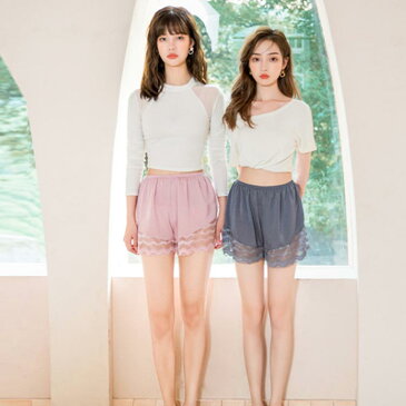 送料無料見せパン ペチパンツ ペチコート キュロット レディース ショートパンツ 薄手 インナー下着 ボクサーパンツ インナーパンツ ルームウェア レース裾 ゆったり 部屋着 オシャレ 可愛い 透け防止 美尻 シンプル 春 夏