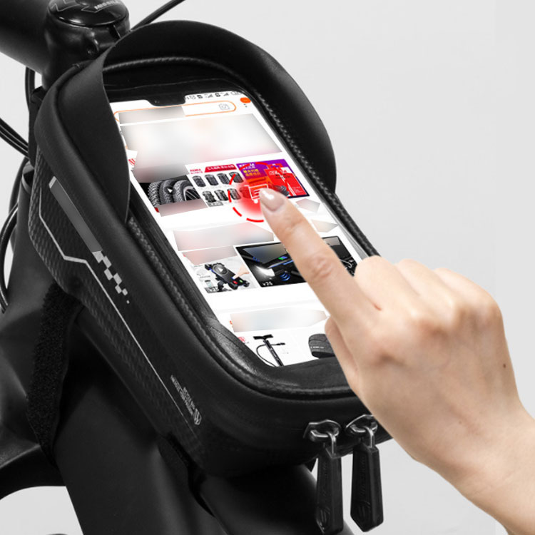 自転車 フロントバッグ トップチューブバッグ スマホ対応 自転車 フレームバッグ 6...
