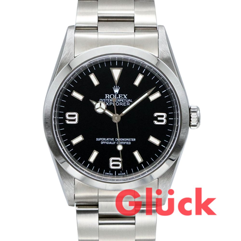 ◆動画あり◆【中古】ROLEX ロレックス エクスプローラーI 14270 P番（2000年ごろ製造） ブラックダイアル SS 保証書・箱付き 送料無料 メンズ 腕時計 ブランド時計