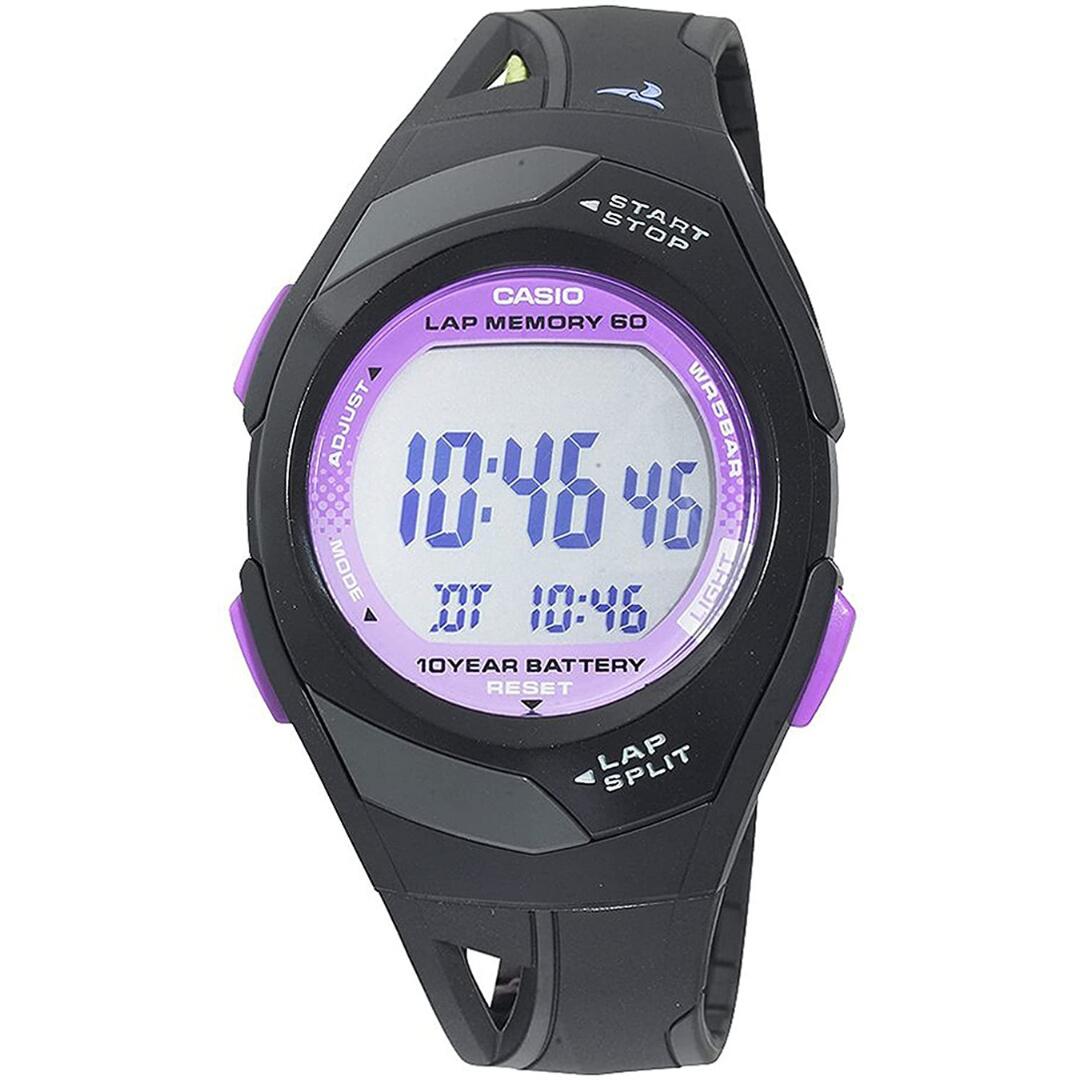 【送料無料】[カシオ]casio STR300-1C ブラック&パープル 腕時計 メンズ レディース キッズ 子供 男の子 女の子 部活 陸上 ラップタイム 海外モデル 並行輸入品