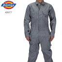 在庫限り Dickies ディッキーズ メンズ Cotton Coverall カバーオール 48977 Fisher Stripe フィッシャーストライプ ワークパンツ 長袖つなぎ