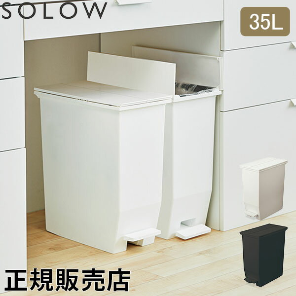 乐天商城 - ＼GWも休まず配送／ ソロウ SOLOW ゴミ箱 ごみ箱 ダストボックス 35L ペダルオープンツイン GSLW00 ペダル付き キャスター付き スリム 角型 キッチン おしゃれ