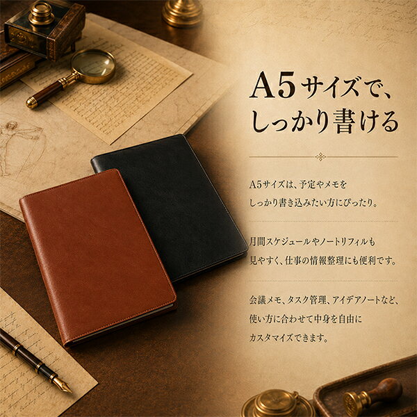 ＼店内、月末SALE開催中／ ダ・ヴィンチ Davinci システム手帳 スタンダード スリムA5サイズ リング径15mm 本革 レザー スケジュール 手帳 バインダー レディース メンズ ギフト プレゼント レイメイ藤井 JDA3003 glv-10113546 GULLIVER Online Shopping サンプル画像3