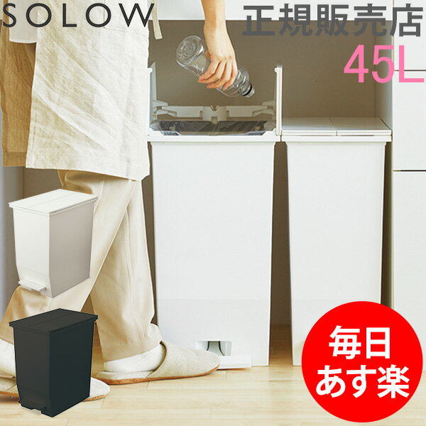 ソロウ SOLOW ゴミ箱 ごみ箱 ダストボックス 45L ペダルオープンツイン GSLW00 ペダル付き キャスター付き スリム 角型 キッチン おしゃれ