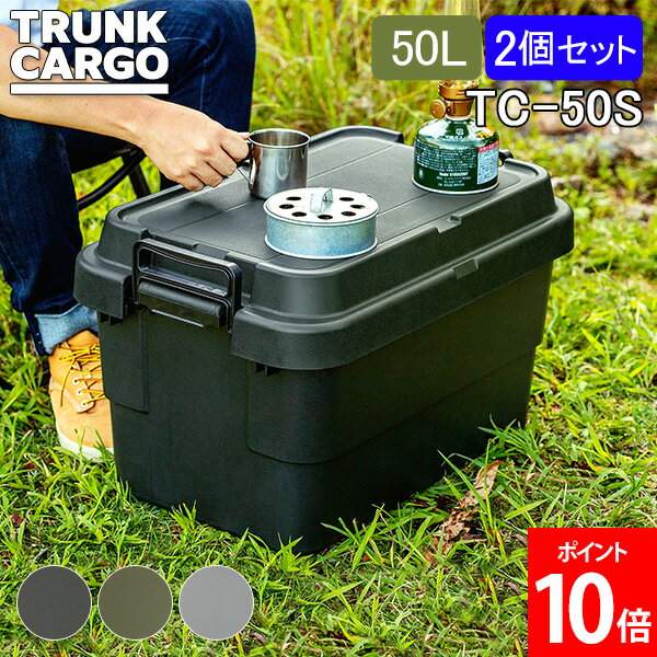 トランクカーゴ RISU 収納ボックス 2個セット 収納ケース アウトドア 50L TC-50S コンテナボックス フタ付き キャンプ スタッキング コンテナ リス