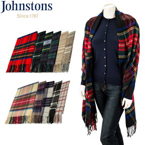 ジョンストンズ Johnstons カシミア チェック マフラー ストール 大判ストール WA000056 100% Cashmere Woven Scarf ひざ掛け ブランケット レディース メンズ