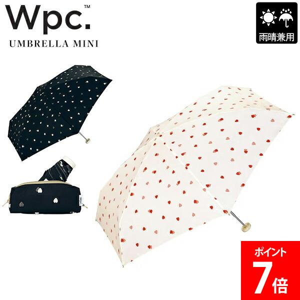乐天商城 - ＼店内、マラソンSALE開催中／ ダブリュピーシー Wpc. 折りたたみ傘 ドローイングチェックハートミニ 晴雨兼用 雨傘 日傘 手開き式 UVカット コンパクト傘 通学 通勤 レディース ハート レトロ ヴィンテージ 上品 可愛い ポーチ型傘袋 折り畳み傘