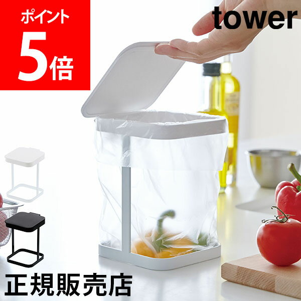 山崎実業 TOWER タワー 蓋付き ポリ袋 エコホルダー タワーシリーズ 三角コーナー ポリ袋 ゴミ袋 スタンド 引っ掛け スリム キッチン雑貨 おしゃれ ゴミ箱【送料無料】のサムネイル