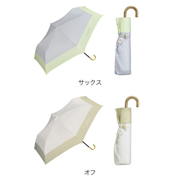 Wpc. ダブリュピーシー 切り継ぎプレーン ミニ mini 晴雨兼用 折り畳み傘 簡単開閉 ゴールドハンドル くすみ 可愛い フェミニン 上品 軽量 3