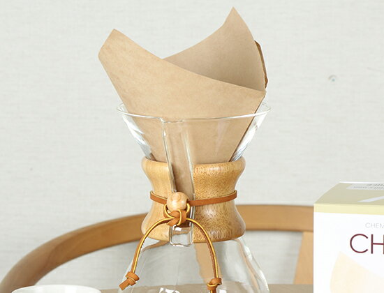 【最大1000円クーポン 3/26,01:59まで】Chemex ケメックス コーヒーメーカー フィルターペーパー 6カップ用 ナチュラル （無漂白タイプ） 100枚入 濾紙 FSU-100