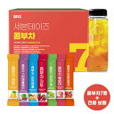 セブンデイズ コンブ茶 7種 + ボトル ギフトセット 炭酸水 レモン ピーチ すもも ぶどう パイナップル アップルベリー (10包x7種) 1ボックス