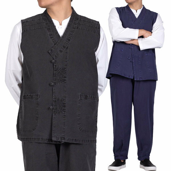 MM255 男性用 夏 綿 ベスト+パンツ 生活韓服改良韓服 春夏秋韓服