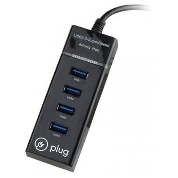 プラグ USB3.04ポートハブ PLC-011C(ブラック)