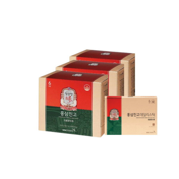 正官庄 紅参ジンゴ (250g x 2本) 3箱 + 紅参ジンゴ デイリースティック (20包) 1箱 (ショッピングバッ..