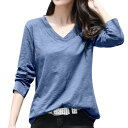 レディースTシャツ ブイネック長袖Tシャツ しっかりとした綿で品質優秀 55-100 4XL トベナ S159T 綿Tシャツ