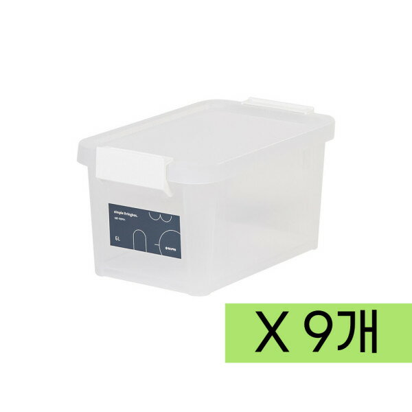 楽天Gmarket JAPAN6L シンプル ステップ リビングボックス x 9個 ホワイト 透明/整理箱
