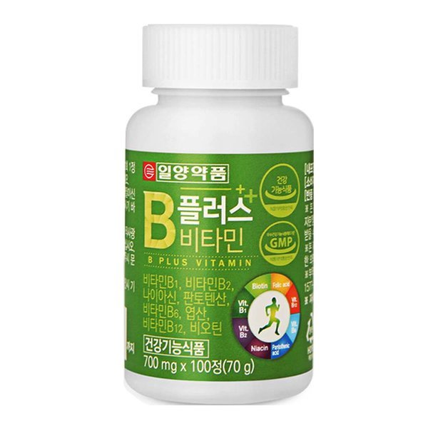 B플러스 비타민 100정 제품명 &nbsp;일양약품 B 플러스 비타민 내용량 700mg × 100정 (70g) &nbsp; 100일분 &nbsp;&nbsp; 제품의 유형&nbsp; &nbsp;건강기능식품 유통기한&nbsp; 상세페이지 하단 별도표기&nbsp; &nbsp;섭취방법 1일 1회, &nbsp;1회 1정을 충분한 물과 함께 섭취하십시요&nbsp; 믿을수 있는 일양약품 건강기능식품 입니다. 이런분께 권장해 드립니다 아래의 유통기한 확인 후 구매에 참고하시기 바랍니다. 배송관련 문의는 스마일배송 고객센터에 문의하시기 바랍니다. 고객님의 가정에 항상 건강과 행복이 가득하길 바랍니다.