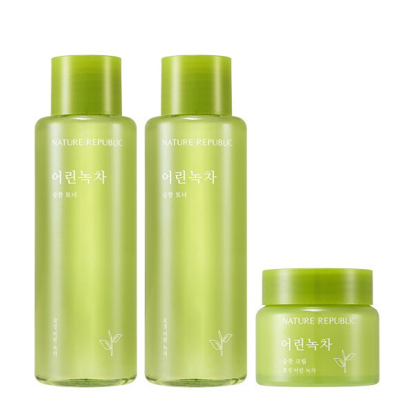 ネイチャーリパブリック ヤンググリーンティー レディース ベーシック 化粧品 セット/トナー2個＋水分クリーム 1ea