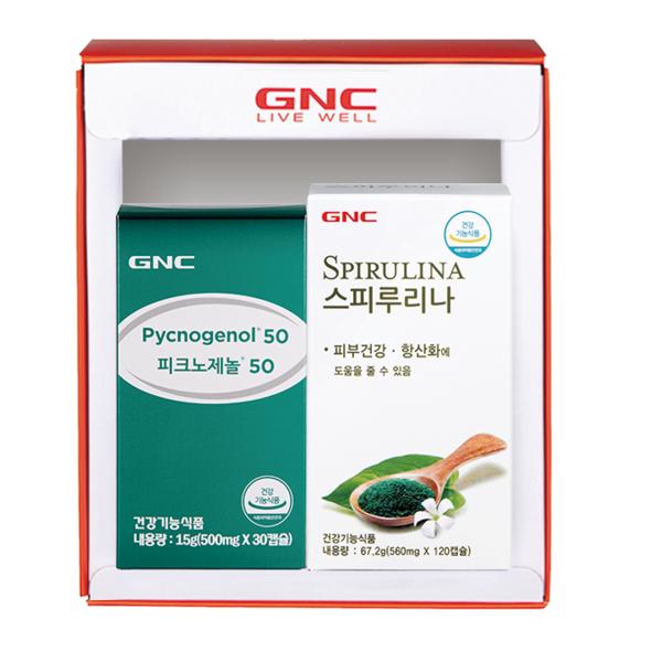 GNC両親抗酸化健康セット ピクノジェノール(30カプセル) スピルリナ(120カプセル)