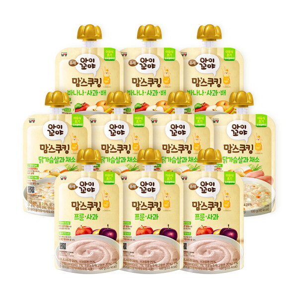 楽天Gmarket JAPANマムスクッキング 子供の離乳食（6ヶ月~） 鶏胸肉と野菜100g 4個+バナナリンゴの梨3個+プルーンリンゴ3個