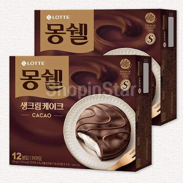 ロッテ モンシェル 生クリームケーキ カカオ 384g 2個 チョコパイの商品画像