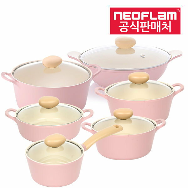 ネオフラーム レトロ 丸鋳物 鍋セット 6種 ピンク