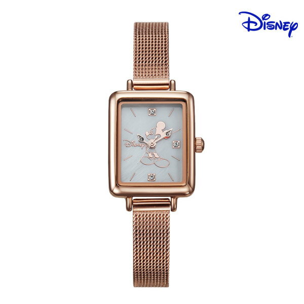 ディズニー ミッキーマウス 女性 四角 メタル腕時計 D11019MRW