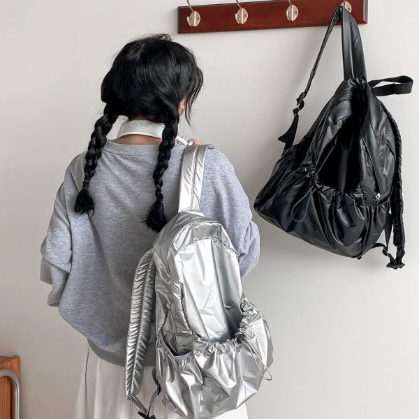Women/String/Daily/Backpack/Silver/Black