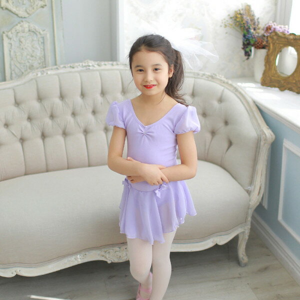 106 リアル シンプル シフォン 紫 幼児 子供 女の子 キッズ バレエ服