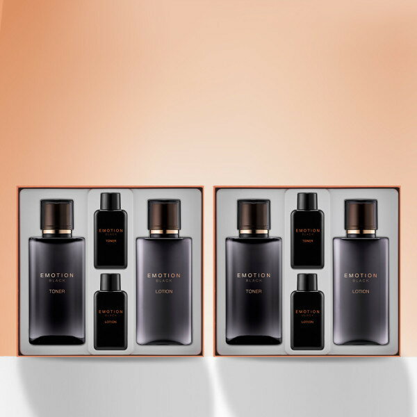 花を持った男 エモーション ブラック 男性用 スキンケア 2点セット(トナー+ローション)x 2セット+ショッピングバッグx 2個