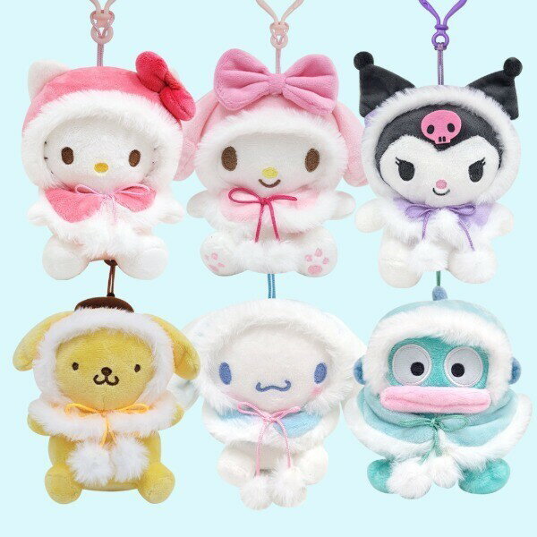 サンリオ カラーマント 15cm バッグハンガー ハローキティ マイメロディ クロミ シナモロール ポンポン..