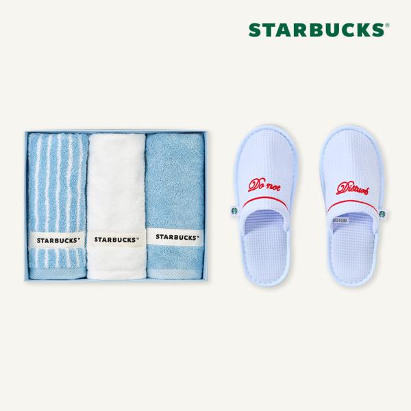 【starbucks】 スターバックス ホテル 造船 タオル 3P + ルームシューズ M 韓国スタバ
