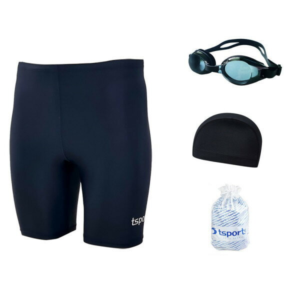 TSスポーツ 男性水着 4分丈 イージーフィット ビッグサイズ 室内プール 講習用 男子水着 お得セット 24066