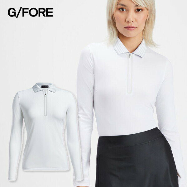 【G/FORE】ジーフォア G/FORE レディース 長袖 ジップアップ ポロTシャツ/ゴルフウェア/G4LC0K863A SNO ゴルフ シューズ