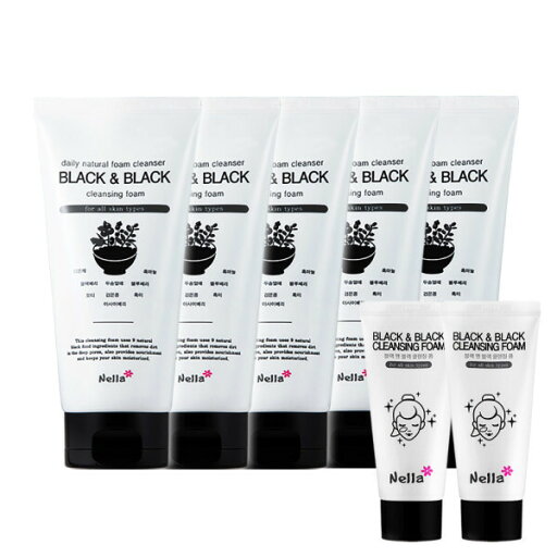 Nella BLACK BLACK CLEANSING FOAM 150g x5 + 50g x2 set Nella BLACK BLACK CLEANSING FOAM 150g x5 + 50g x2 set
