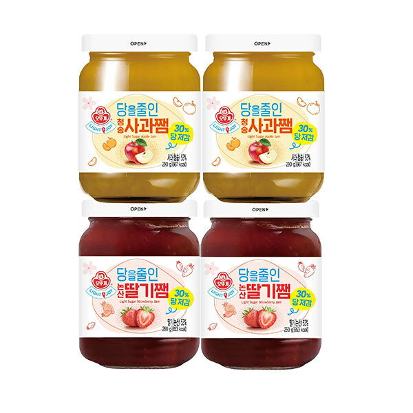 LIGHTJOY 糖を減らした論山イチゴジャム 290G 2個 + LIGHTJOY 糖を減らした 青松リンゴジャム 290G 2個