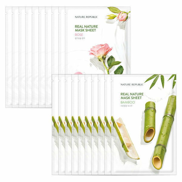 【Nature Republic】 10+10 リアルネイチャー エッセンス マスクパック バラ+竹 贈呈品なくなり次第、贈呈終了