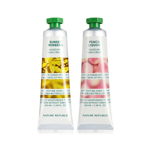 【Nature Republic】 (1+1) ハンドアンドネイチャー ハンドクリーム 大容量 100ml/サンセットバーベナ+ピーチリキュア 贈呈品なくなり次...