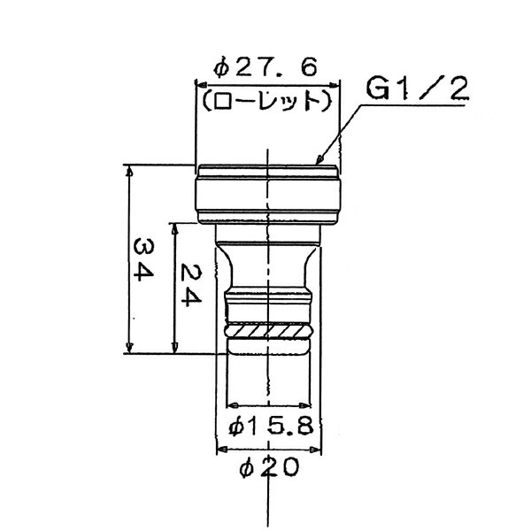 外水栓 蛇口・ホース接続用 ホースアダプター(ホースニップル) メッキ (蛇口側) GM...