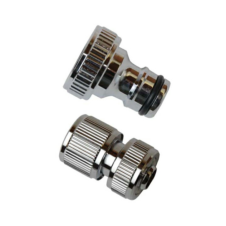 外水栓 蛇口オプション ホース接続用 ホースアダプター＆カプラー メッキ F-900 セット販売(F-410&F-42..