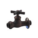 シンプル デザイン蛇口 外水栓用 飾り蛇口 Nシリーズ 補助蛇口 ウェッジクロス N212 ブロンズ(立水栓同時購入 割引対象品) ホースアダプター(ブロンズ)...