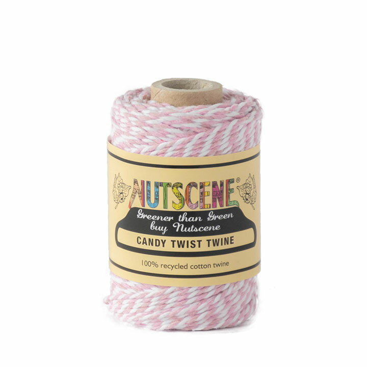 綿糸 NUTSCENE ナッツシーン キャンディ ツイスト ツイン(コットン) 50m ピンクホワイト 園芸 ガーデニング 手芸 クラフト ラッピング カラー (マラソン期間中PTUP)