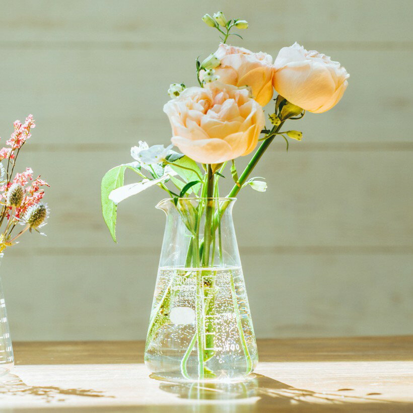 花瓶 フラワーベース 日本製ガラス シンプル 花器 理化学品 HARIO ハリオ コニカルビーカー 300mL