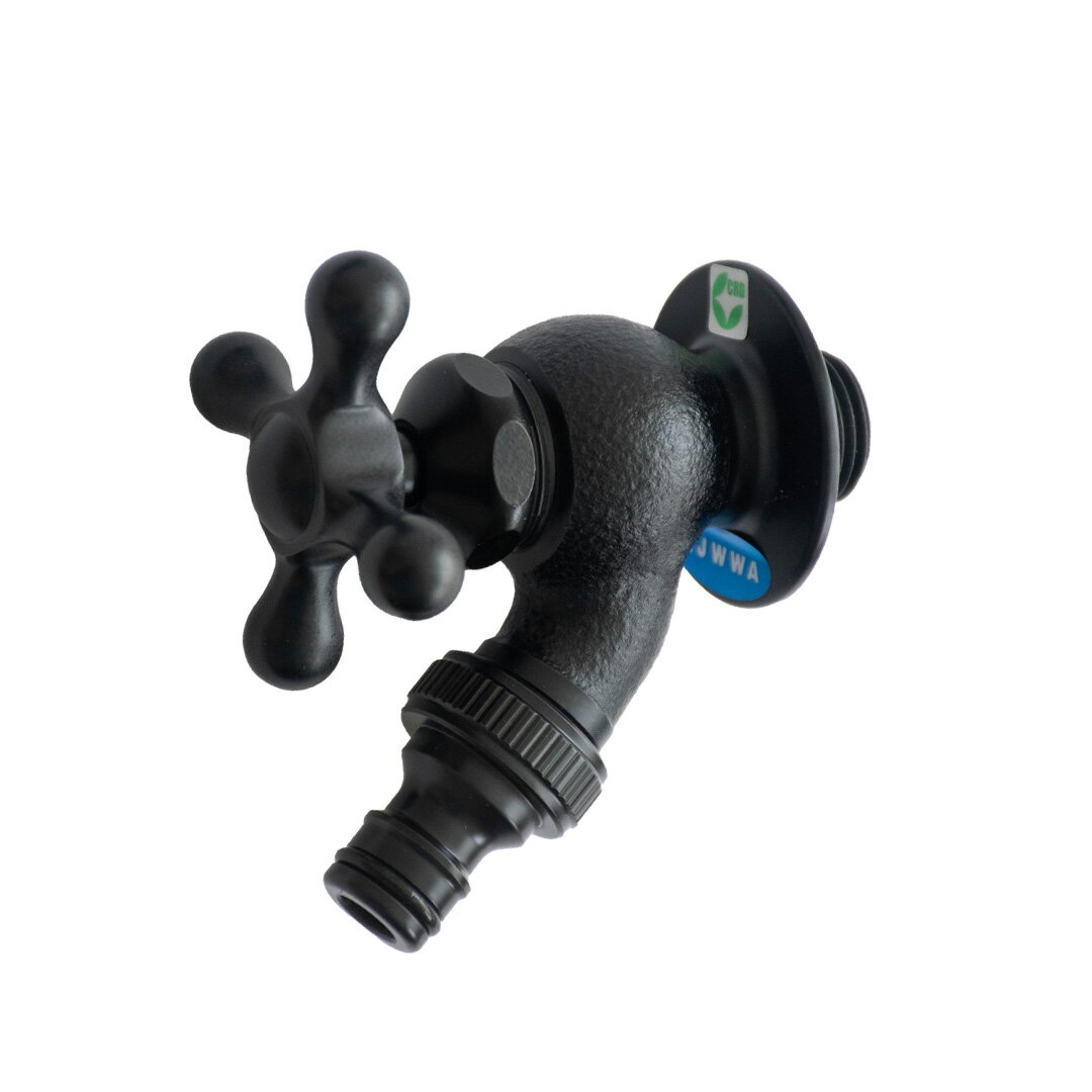 Rakuten - 外水栓用 デザイン蛇口 ホース接続用蛇口/補助蛇口 ケトル ブラック GM3-F-266 [F-505蛇口側アクセサリー付属] GM商品対象 (立水栓同時購入 割引対象品)