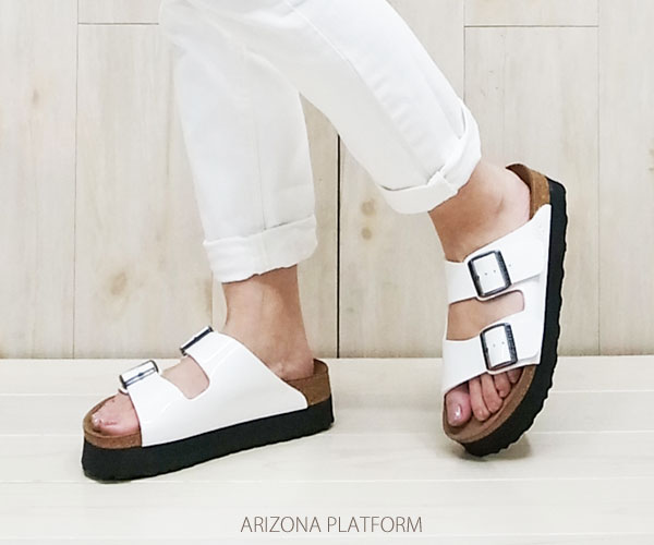 【スペシャルプライス】 [35-39サイズ]　Birkenstock Papillioビルケン　ARIZONA アリゾナ ビルケンシュトック パピリオ arizona　アリゾナ パテントホワイト パテントブラック プラットフォーム 【WHITE】【BLACK】レディース　幅狭　厚底サンダル