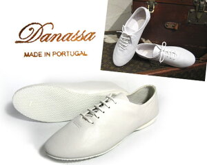 【定番】外で履くことが前提で作られた　JAZZ　シューズ レースアップ DANASSA JAZZ SHOESダナッサ　ジャズ　シューズ( WHITE : ホワイト 白 )レザー　ダンスシューズ　ひも靴 マニッシュシューズ