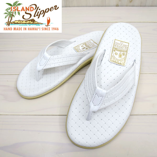 楽天GMMSTORE【☆安心の国内正規品☆】即納☆　メッシュ型押しレザー [ ホワイト ] 【 ISLAND SLIPPER 】アイランドスリッパー PT202SAS レザートング　THONGメンズ　レディースアイランドスリッパー　アイランドスリッパ　sassari leather thong [ WHITE LEATHER ]